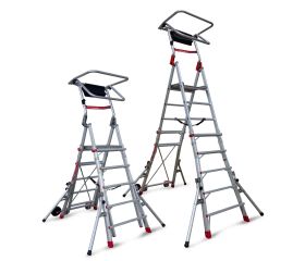 PLS-COMPACT | Escalera plegable con amplia plataforma y altura regulable