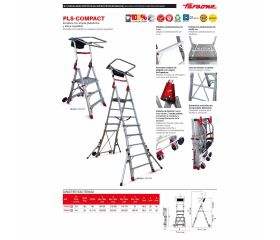 PLS-COMPACT | Escalera plegable con amplia plataforma y altura regulable