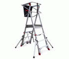 PLS | Escalera con amplia plataforma, estabilizadores de serie y 4 peldaños.