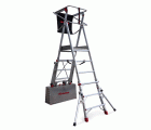 PLS | Escalera con amplia plataforma, estabilizadores de serie y 4 peldaños.