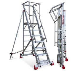 SMTS | Escalera de almacén con plataforma, ruedas y estabilizadores a partir del modelo SMTS120.