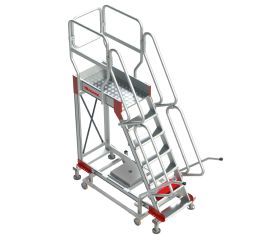 SY60 | Escalera de aluminio con plataforma y cuatro ruedas | Inclinación de 60º