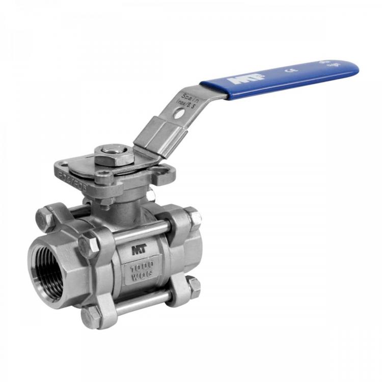 0912 Válvula Esfera Tres Piezas H-H Paso Total Roscar Con Plataforma de Montaje ISO 5211