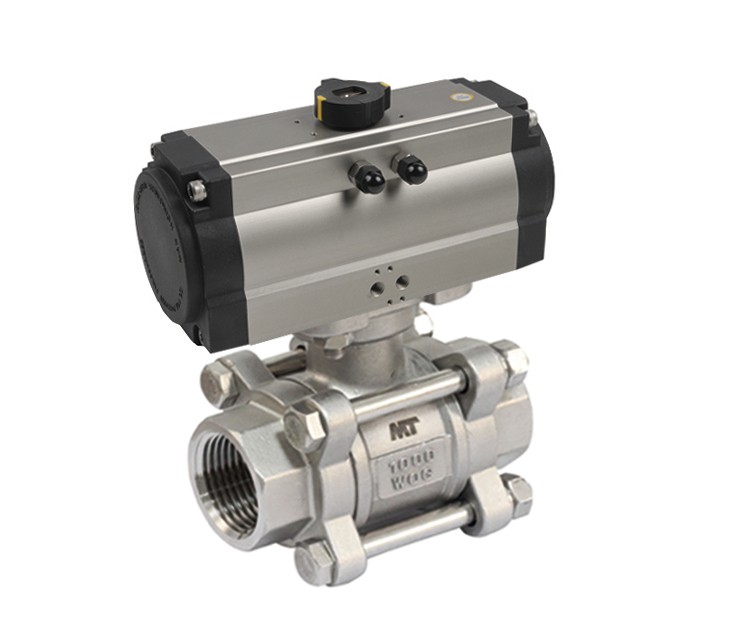 5200912 Válvula Tres Piezas Roscar Paso Total Con Pletina ISO Con Actuador Doble Efecto