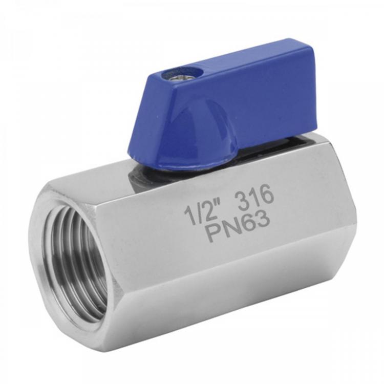 0914 Válvula Esfera Mini Paso Reducido PN-63 H-H Mando Azul