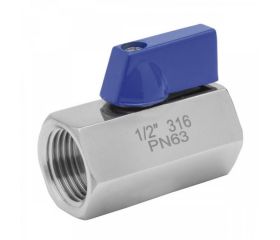 0914 Válvula Esfera Mini Paso Reducido PN-63 H-H Mando Azul