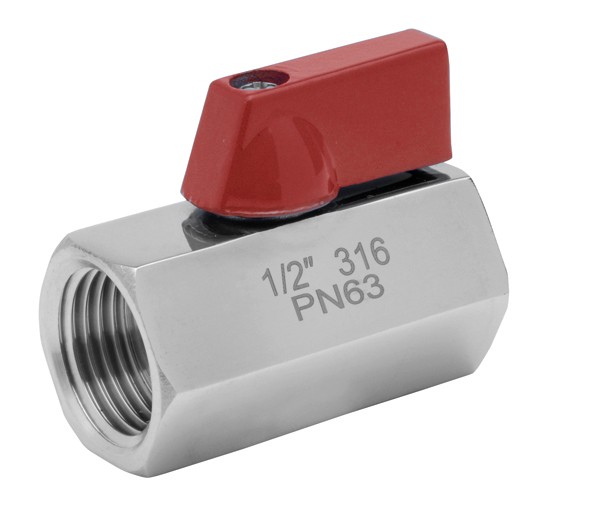 09142 Válvula Esfera Mini Paso Reducido PN63 H-H Mando Rojo