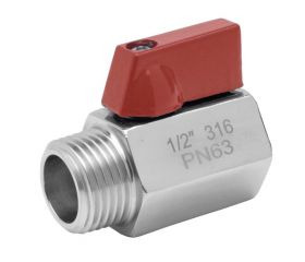09152 Válvula Esfera Mini Paso Reducido PN63 M-H Mando Rojo