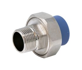 2601343 Unión Macho Roscada PPR Azul