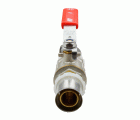 40642 Válvula Esfera Conexión Multicapa Prensar PN30 Con Palanca De Acero Inoxidable Maneta Ergonómica Color Rojo