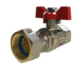 4084 Válvula Esfera Antirretorno H-H PN16 Tuerca Móvil Con Mando Palomilla Color Rojo