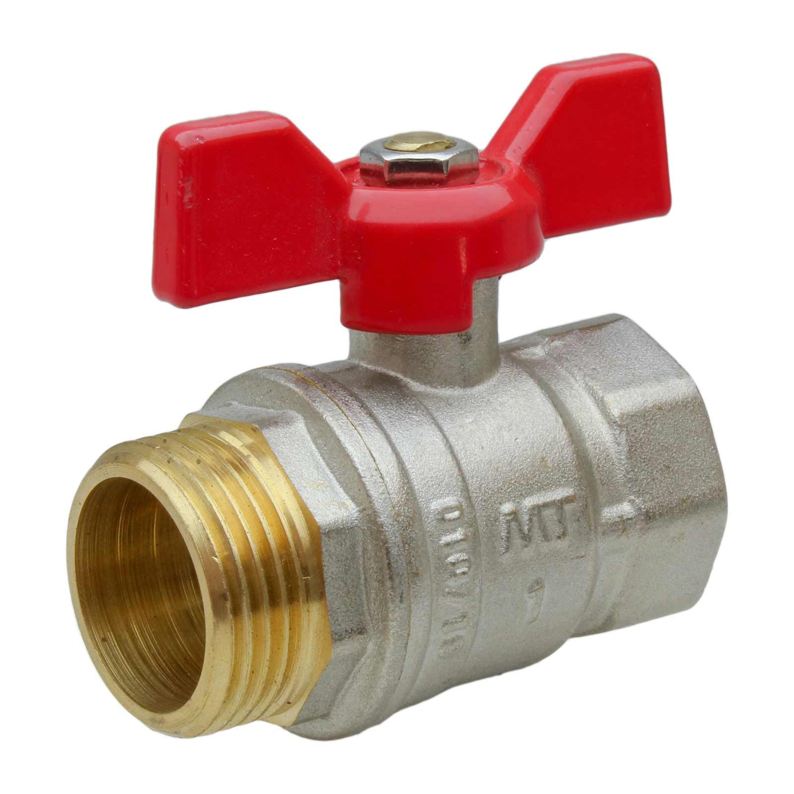 40942 Válvula Esfera PN-25 M-H Mando Palomilla Color Rojo