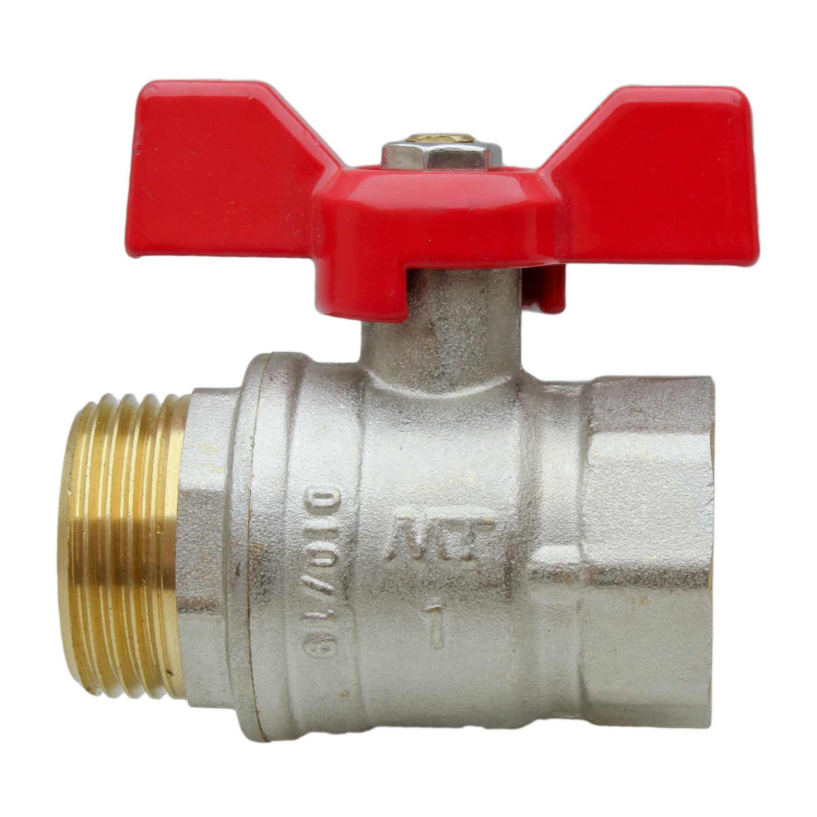 40942 Válvula Esfera PN-25 M-H Mando Palomilla Color Rojo