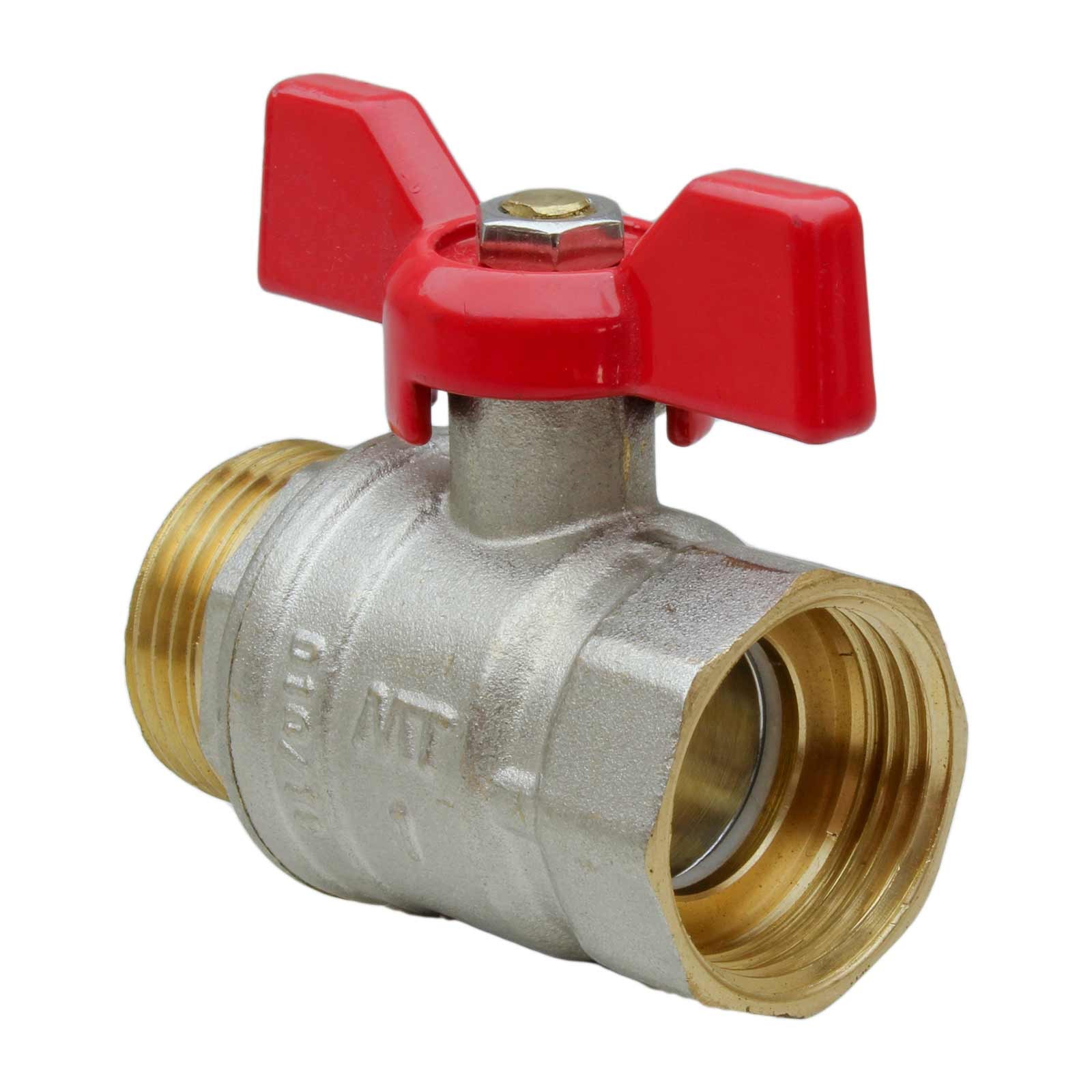 40942 Válvula Esfera PN-25 M-H Mando Palomilla Color Rojo