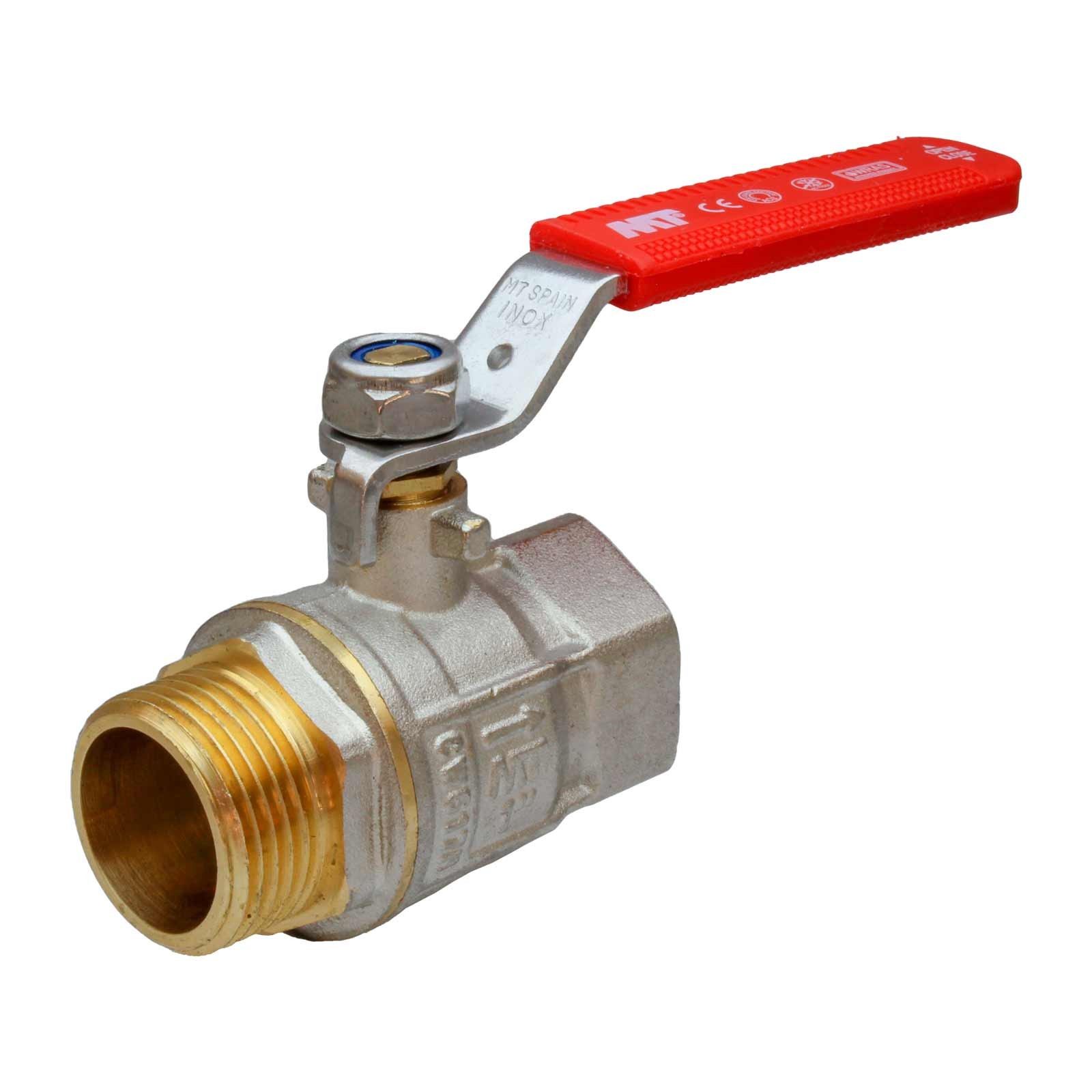 4097 Válvula Esfera PN-30 M-H Paso Total Palanca De Acero Inoxidable Maneta Ergonómica Color Rojo