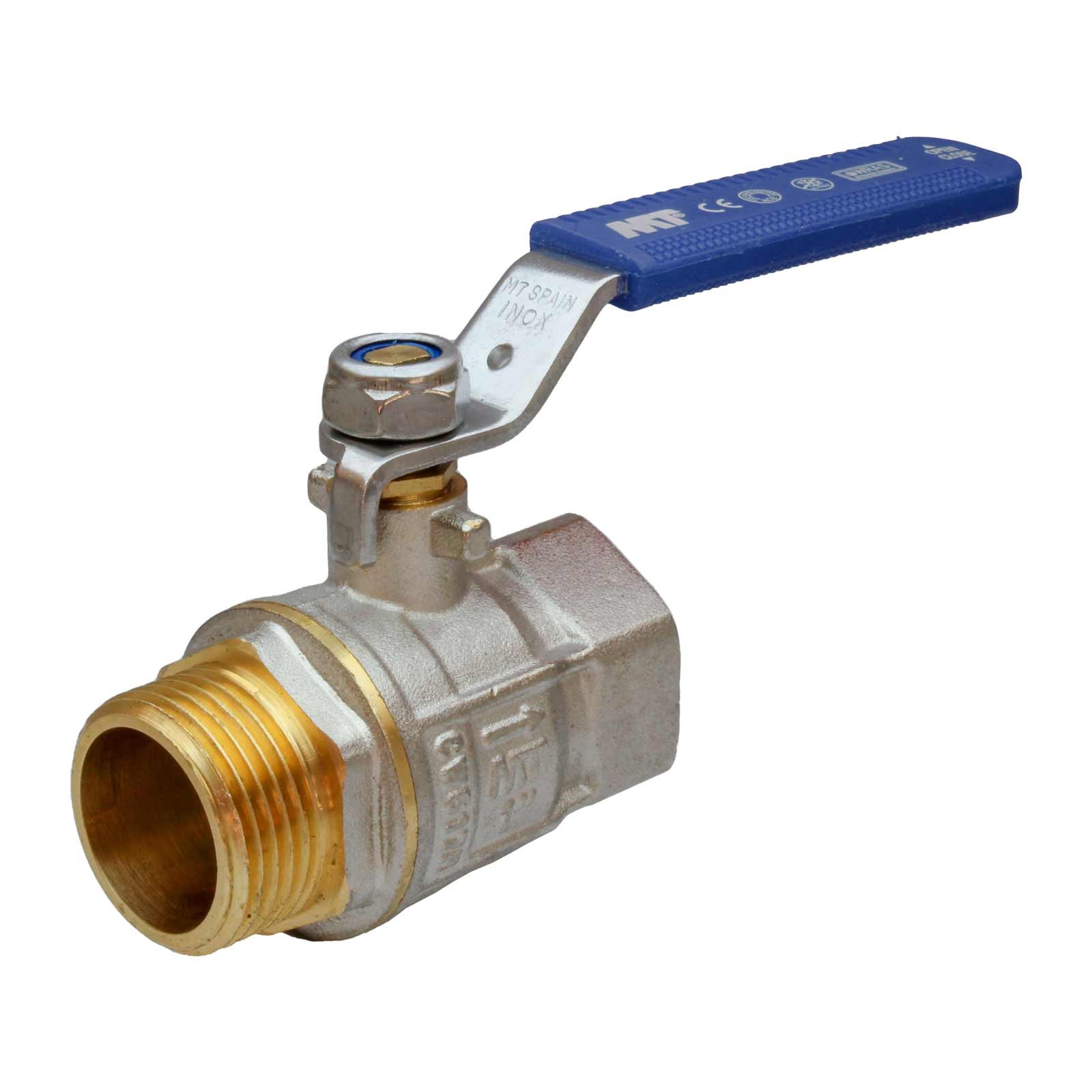 40972 Válvula Esfera PN-30 M-H Paso Total Palanca De Acero Inoxidable Maneta Ergonómica Color Azul