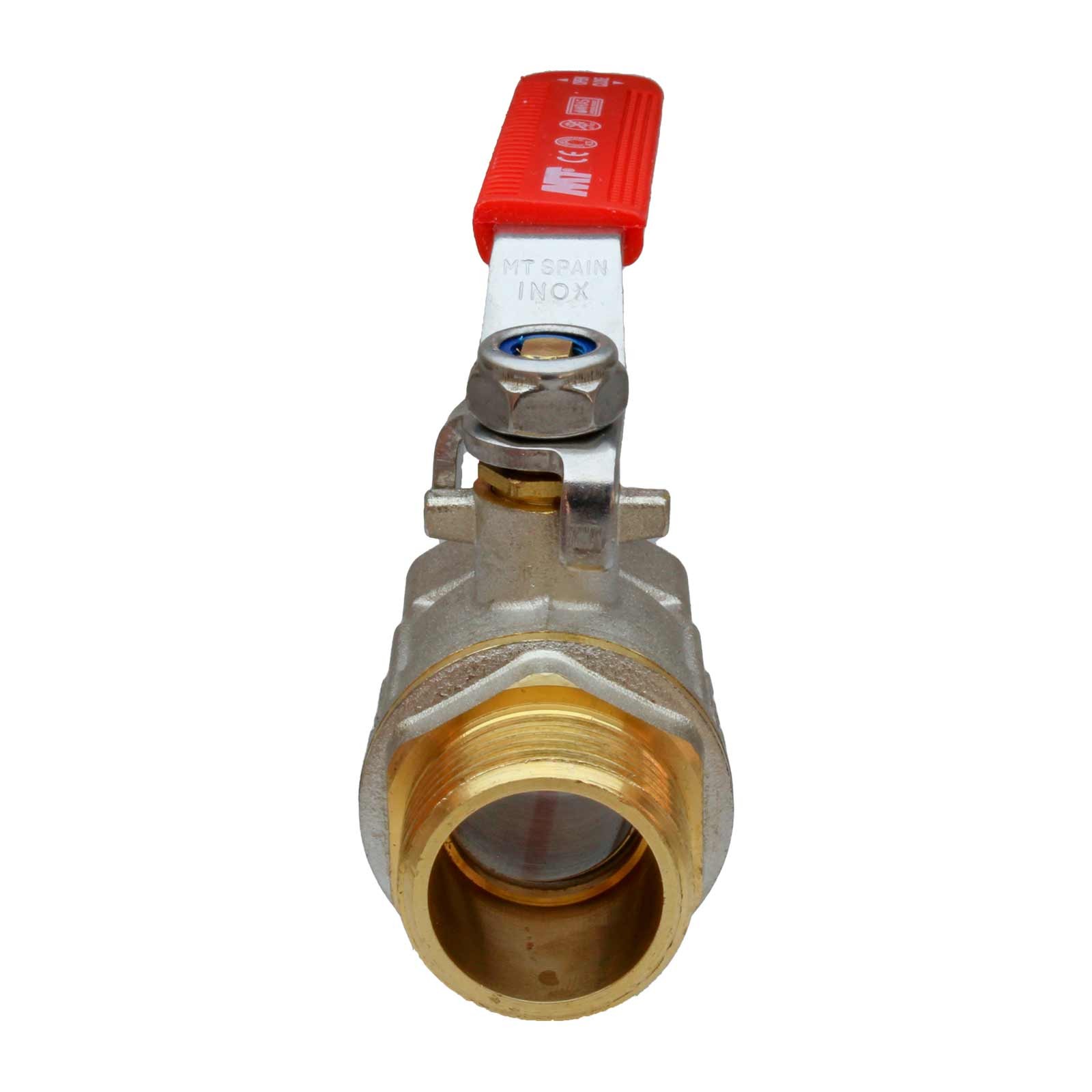 4097 Válvula Esfera PN-30 M-H Paso Total Palanca De Acero Inoxidable Maneta Ergonómica Color Rojo