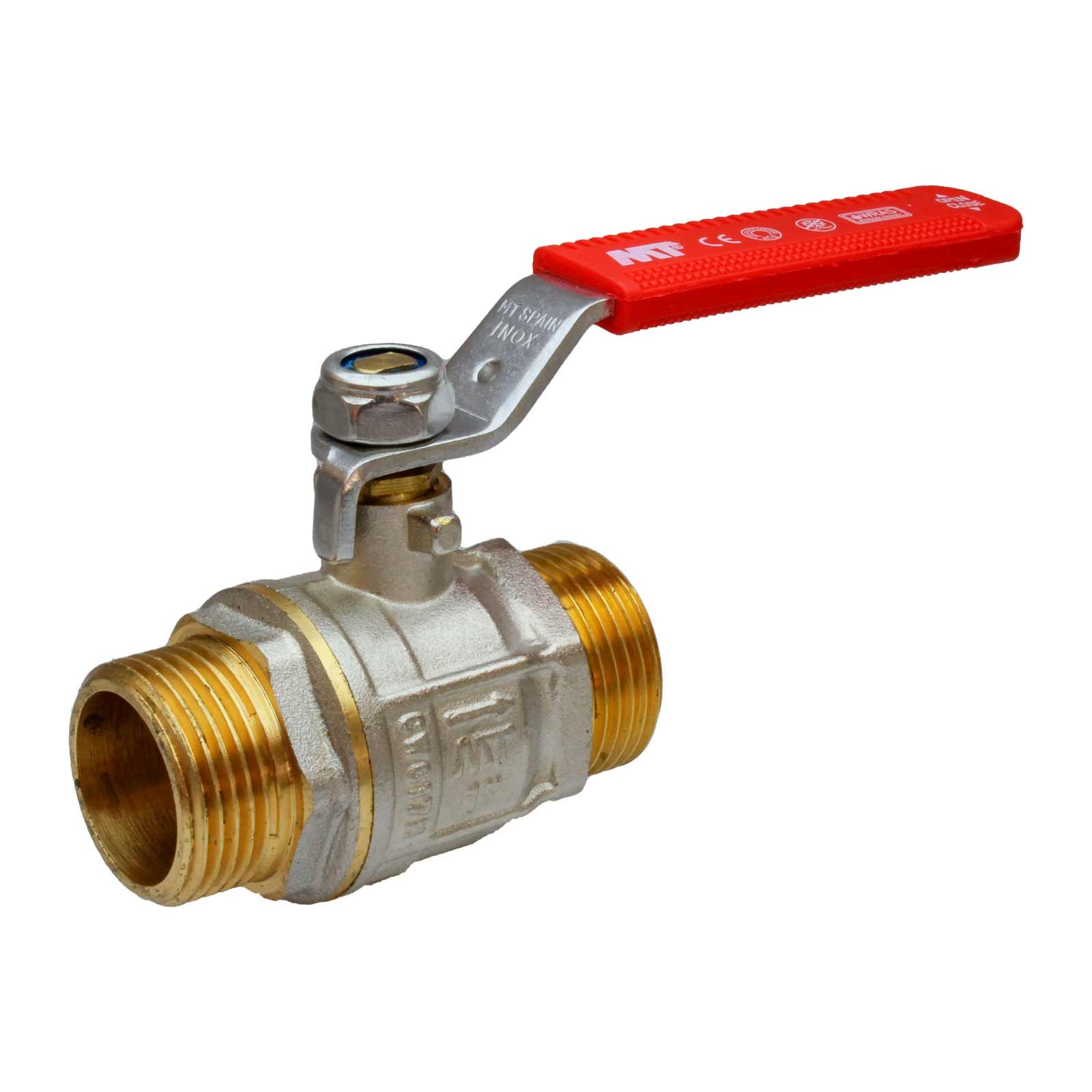 4098 Válvula Esfera PN-30 M-M Paso Total Palanca De Acero Inoxidable Maneta Ergonómica Color Rojo