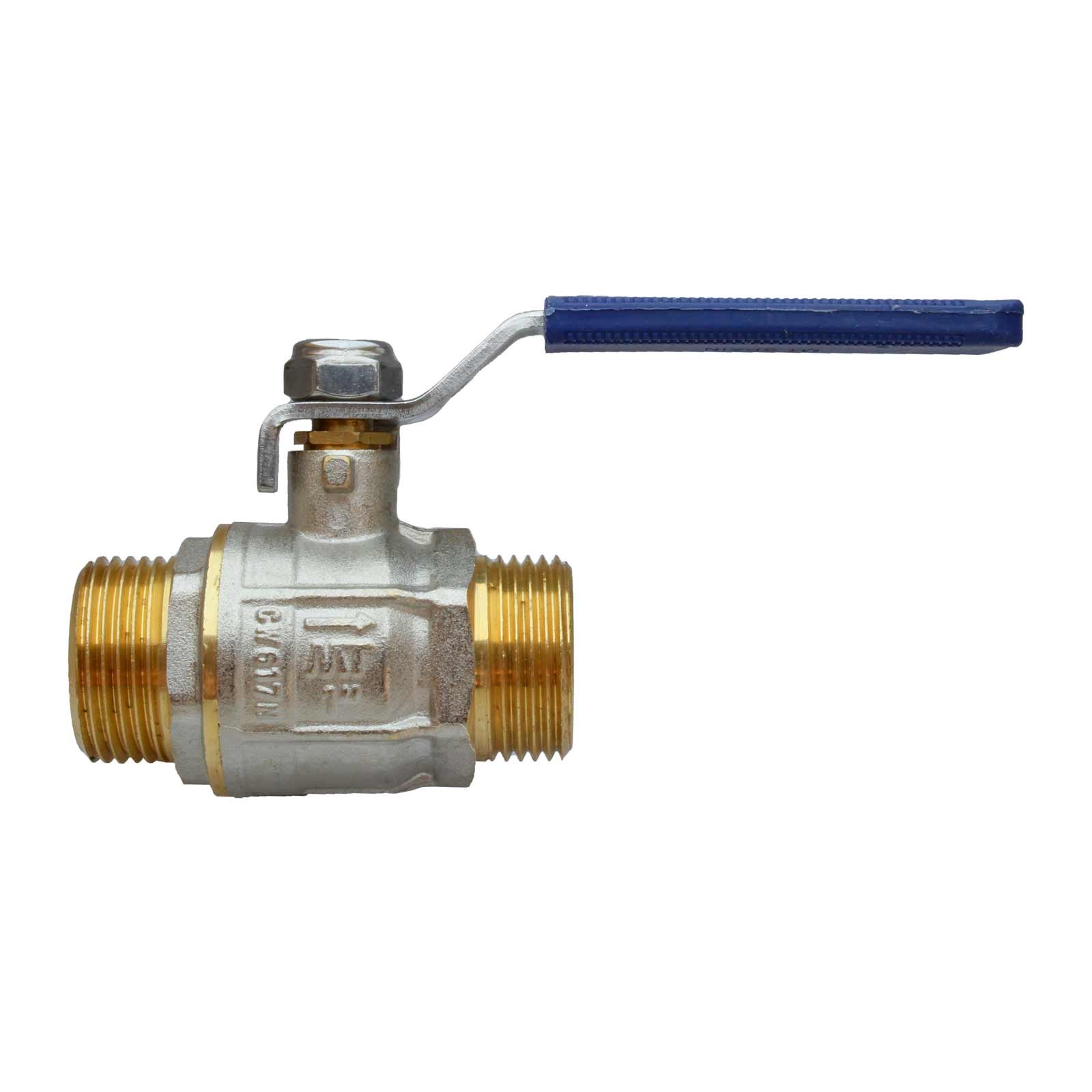 40982 Válvula Esfera PN-30 M-M Paso Total Palanca De Acero Inoxidable Maneta Ergonómica Color Azul