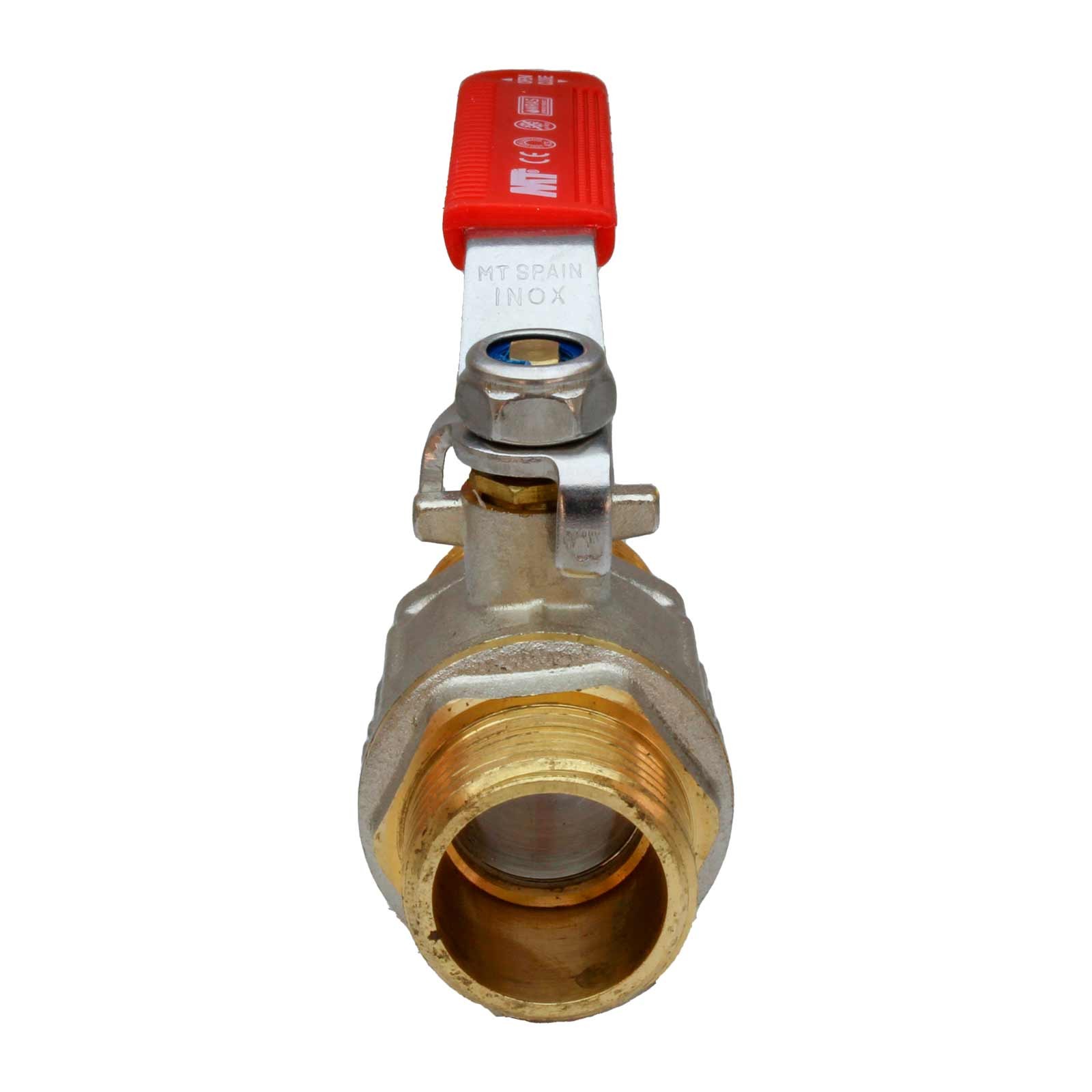 4098 Válvula Esfera PN-30 M-M Paso Total Palanca De Acero Inoxidable Maneta Ergonómica Color Rojo