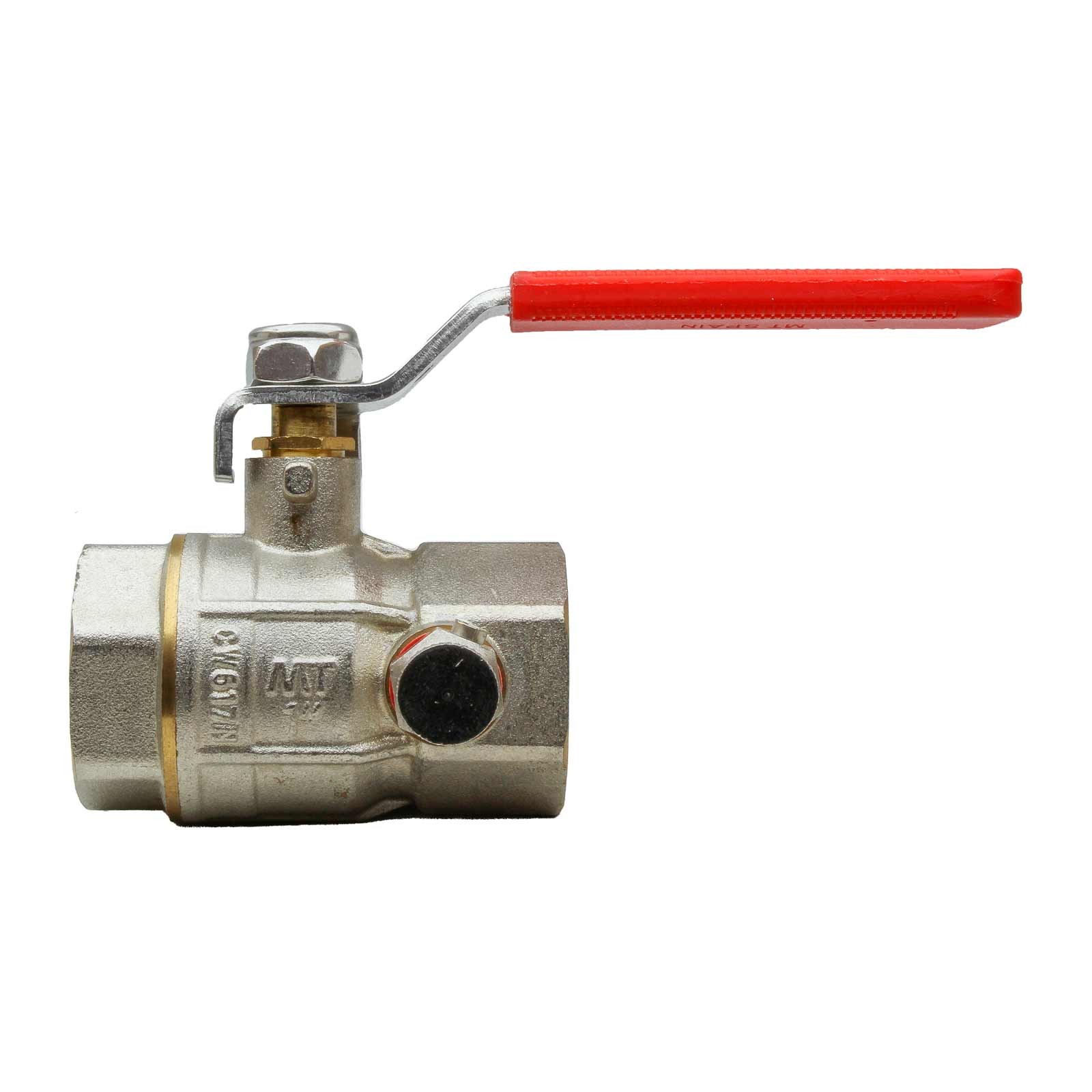 4099 Válvula Esfera H-H PN25 Doble Toma Con Purga Y Palanca de Acero Inoxidable Color Rojo