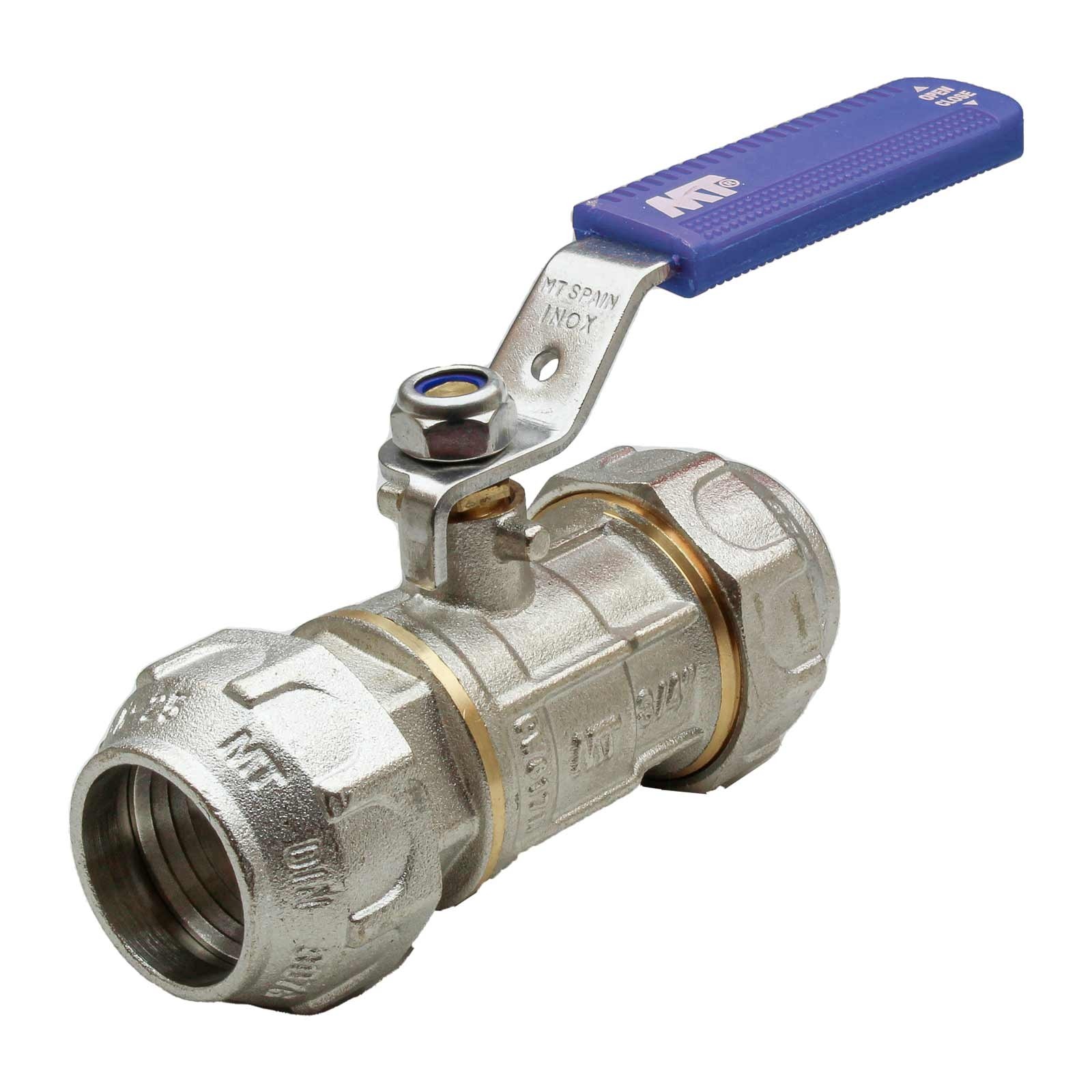 41002 Válvula Esfera PN-30 Conexión PE-PE Con Palanca Acero Inoxidable Maneta Ergonómica Color Azul