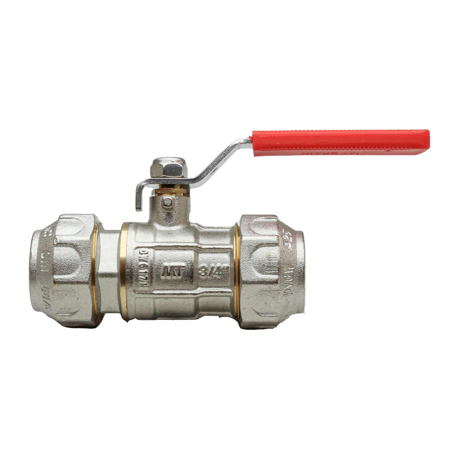 4100 Válvula Esfera PN-30 Conexión PE-PE Con Palanca Acero Inoxidable Maneta Ergonómica Color Rojo