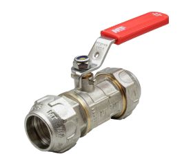 4100 Válvula Esfera PN-30 Conexión PE-PE Con Palanca Acero Inoxidable Maneta Ergonómica Color Rojo