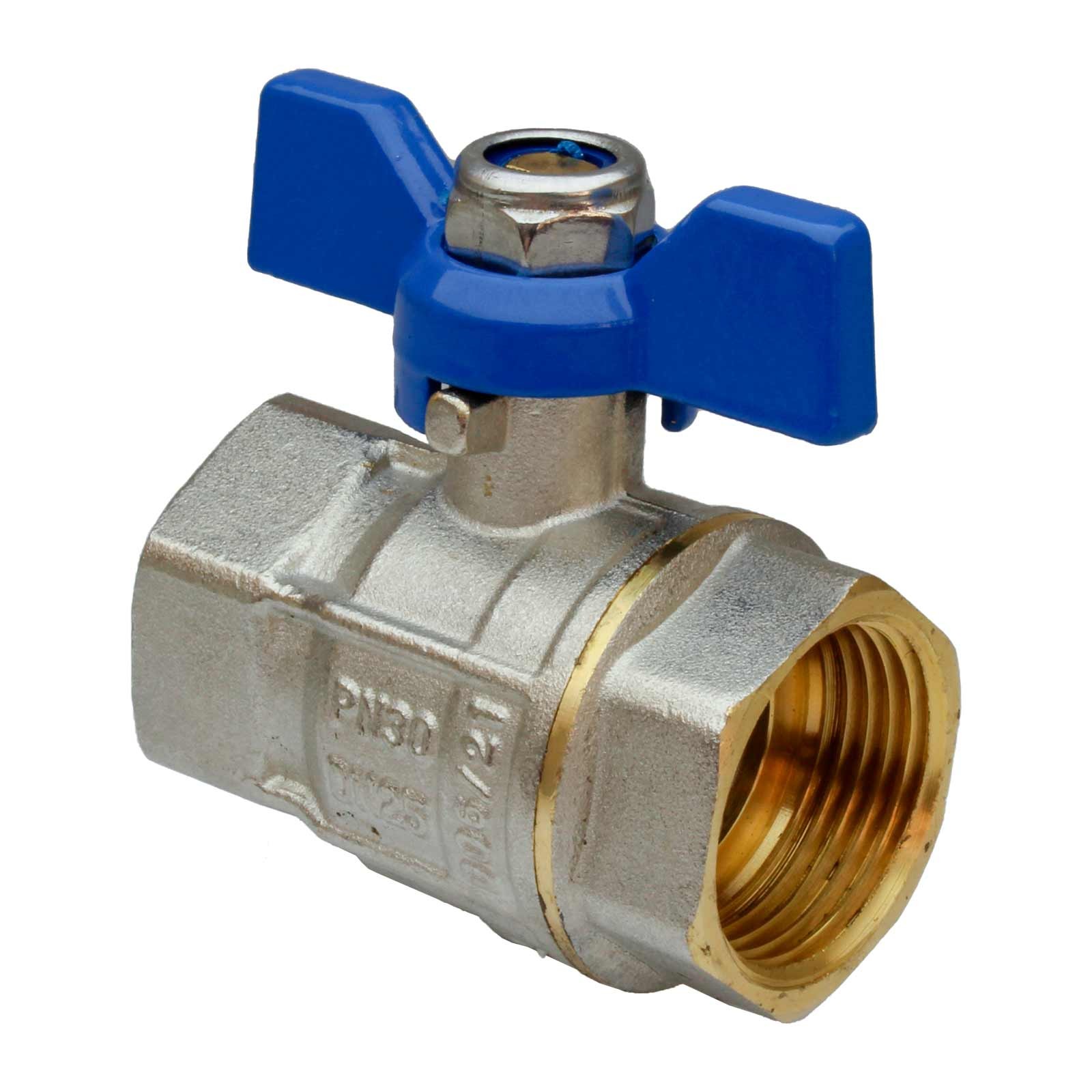 41022 Válvula Esfera PN-30 H-H Paso Total Mando Palomilla Azul