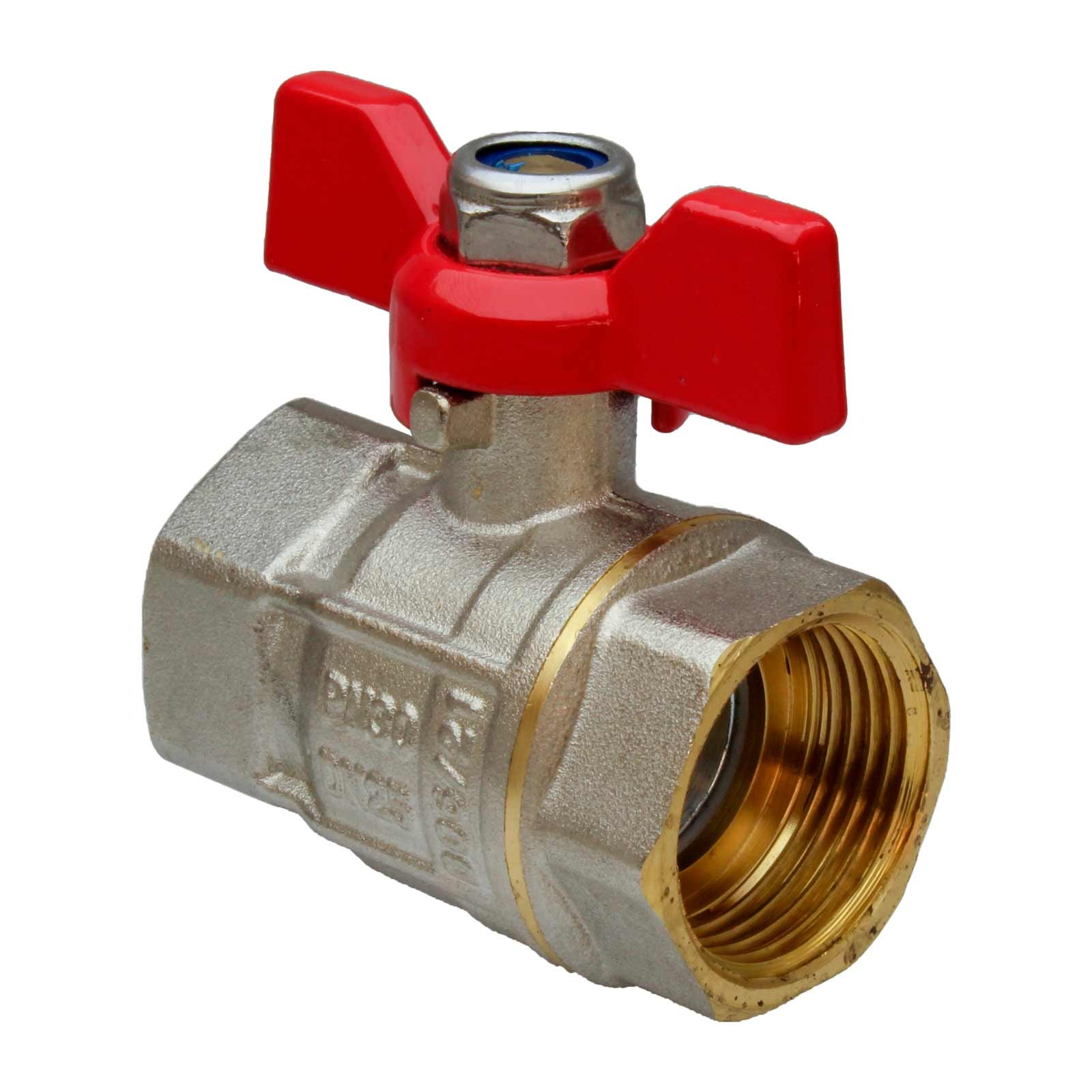 4102 Válvula Esfera PN-30 H-H Paso Total Mando Palomilla Color Rojo