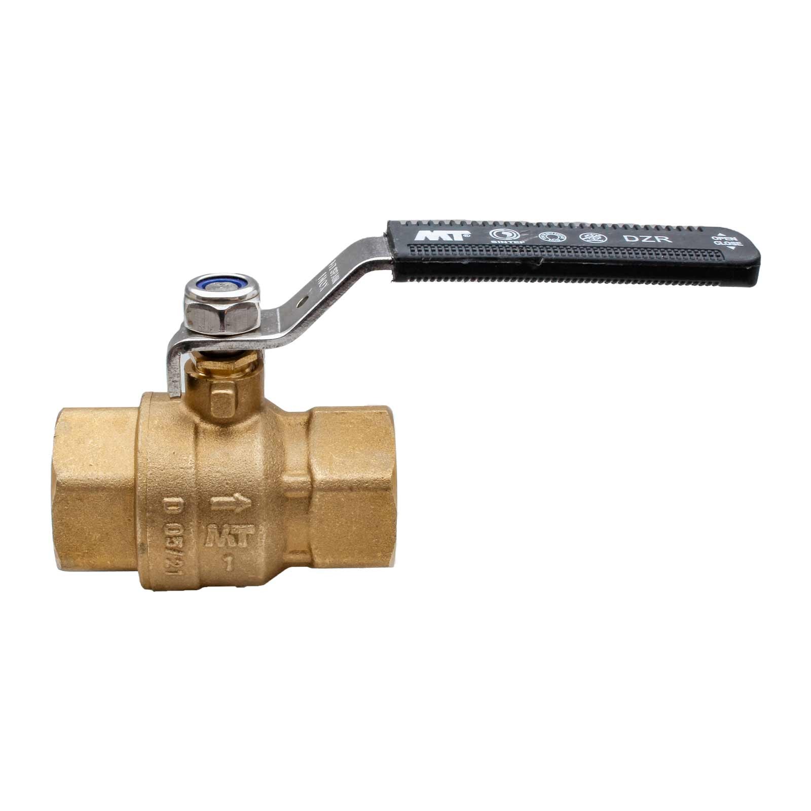 4104 Válvula Esfera PN-40 H-H Paso Total En Latón DZR Palanca Ergonómica Color Negro Acero Inoxidable