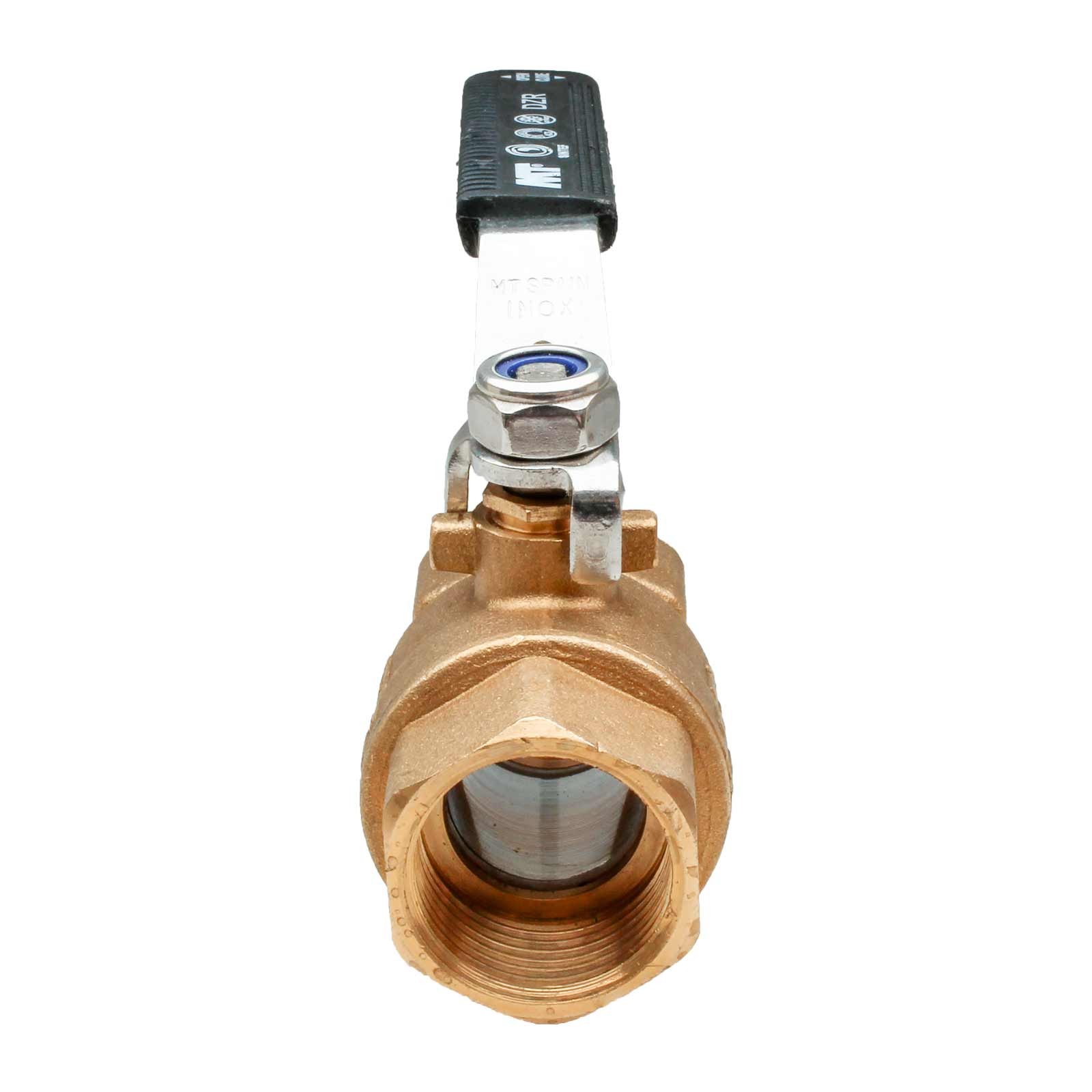 4104 Válvula Esfera PN-40 H-H Paso Total En Latón DZR Palanca Ergonómica Color Negro Acero Inoxidable