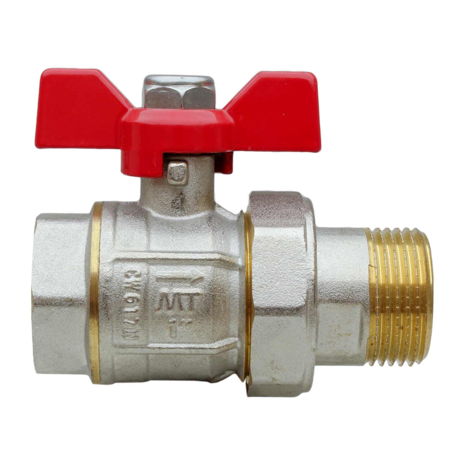 41062 Válvula Esfera Dos Piezas PN-30 M-H Mando Palomilla Color Rojo