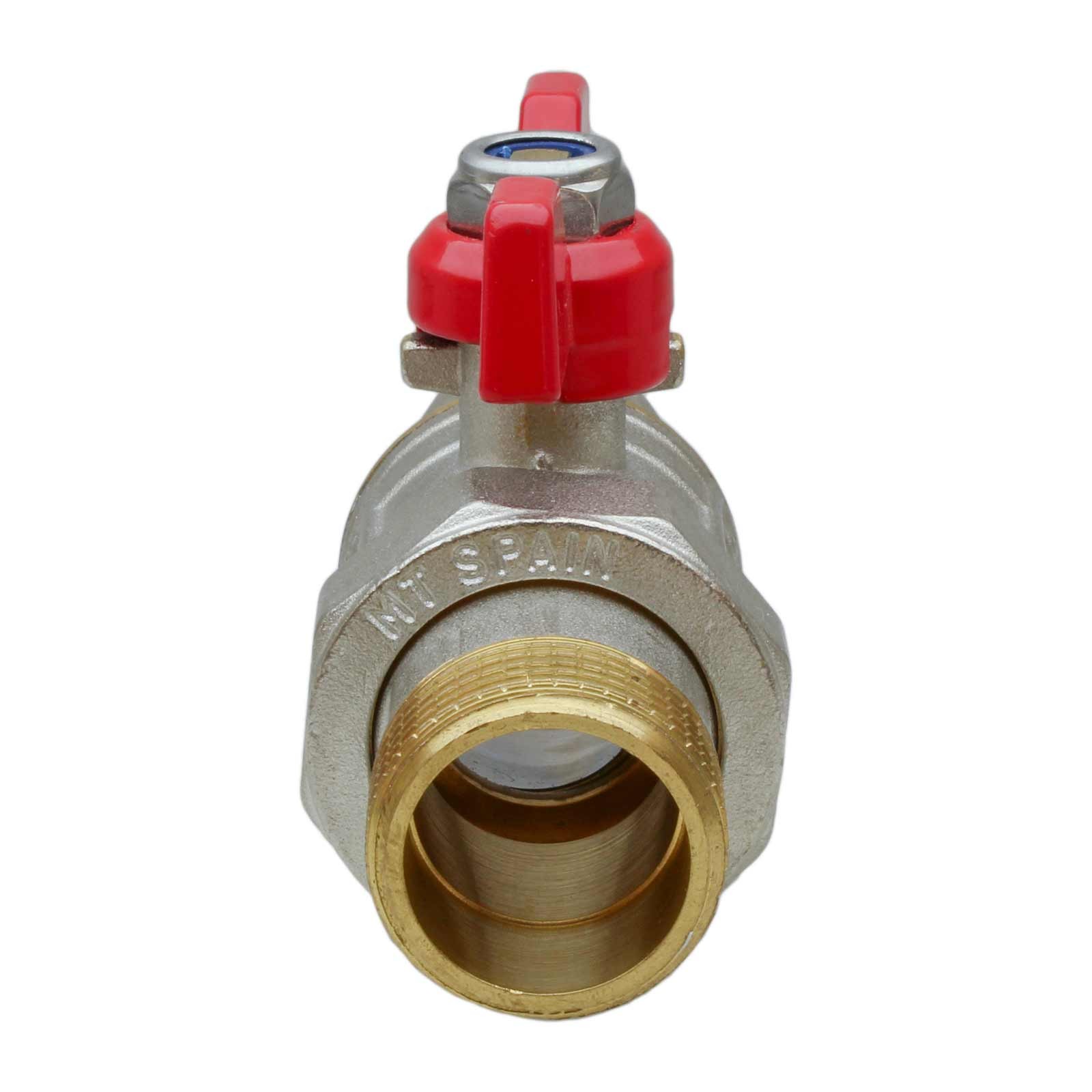41062 Válvula Esfera Dos Piezas PN-30 M-H Mando Palomilla Color Rojo