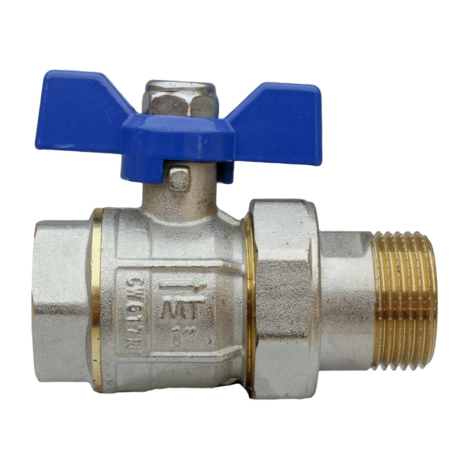 4106 Válvula Esfera Dos Piezas PN-30 M-H Mando Palomilla Color Azul