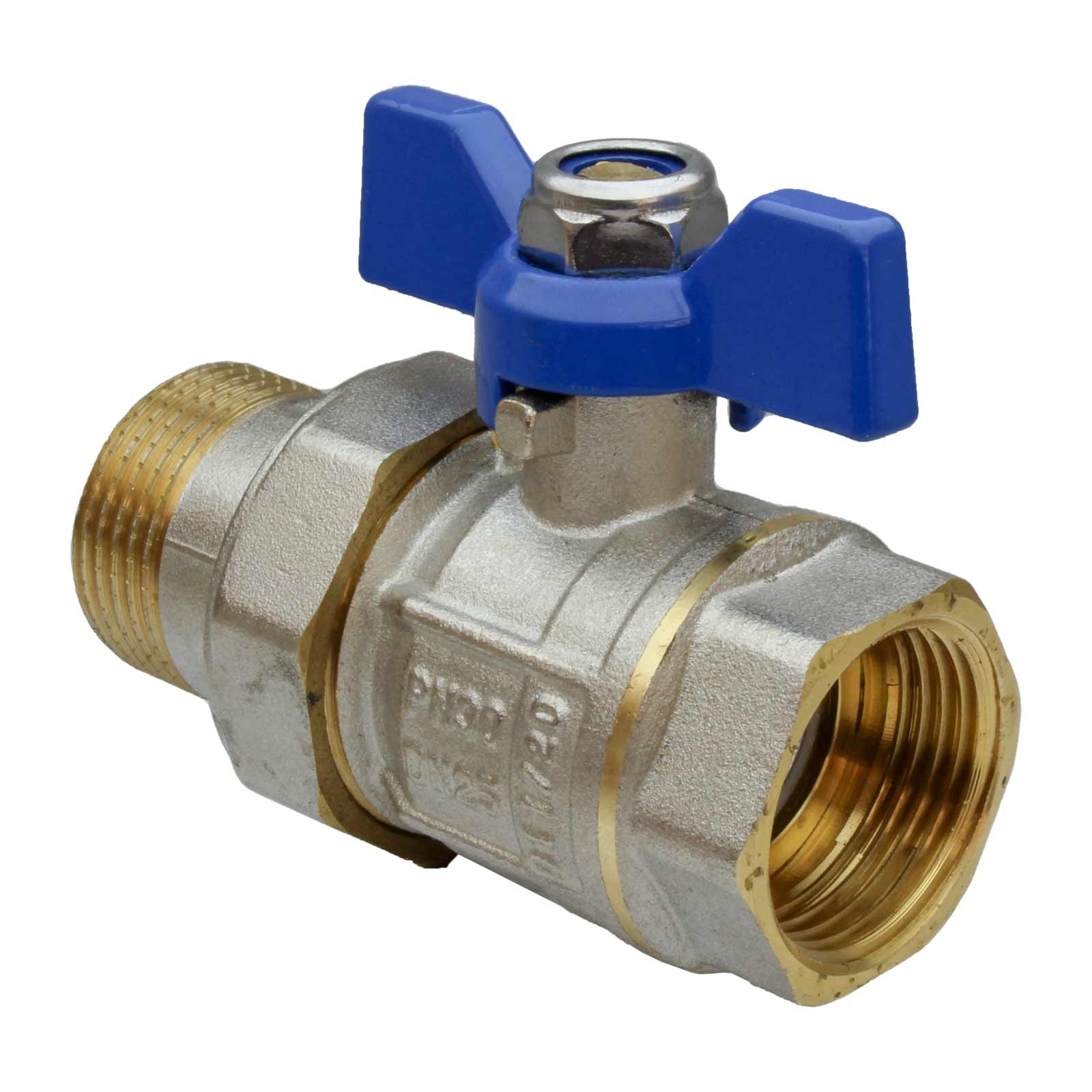 4106 Válvula Esfera Dos Piezas PN-30 M-H Mando Palomilla Color Azul