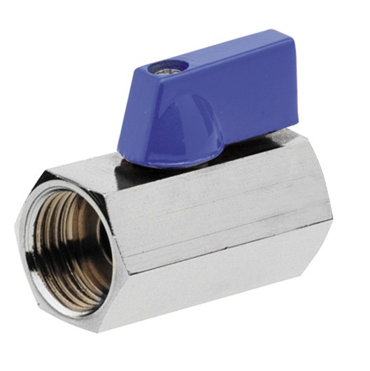41092 Valvula Esfera Mini PN-16 H-H Mando Metálico Color Azul