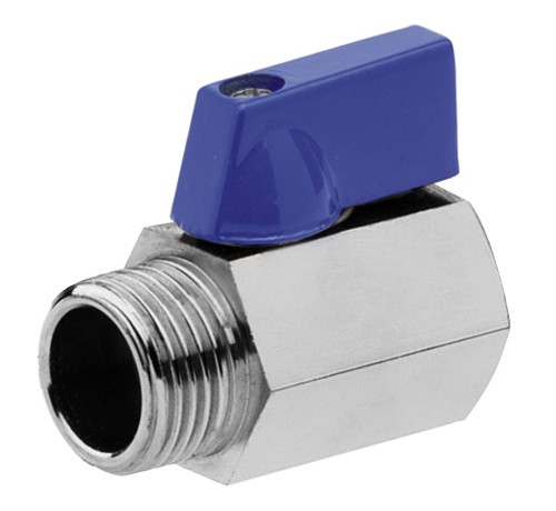 41102 Válvula Esfera Mini PN-16 M-H Mando Metalico Color Azul
