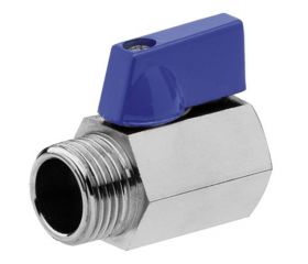 41102 Válvula Esfera Mini PN-16 M-H Mando Metalico Color Azul