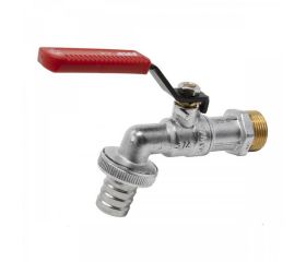 4111 Grifo Esfera Jardín PN-16 Enchufe Manguera Palanca De Acero Al Carbono Con Tratamiento Anticorrosión Maneta Ergonómica Color Rojo