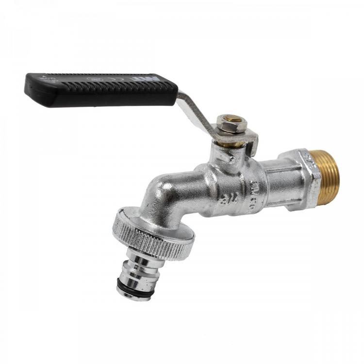 4123 Grifo Esfera Jardín PN-16 Enchufe Rápido Con Palanca De Acero Inoxidable Maneta Ergonómica Color Negro