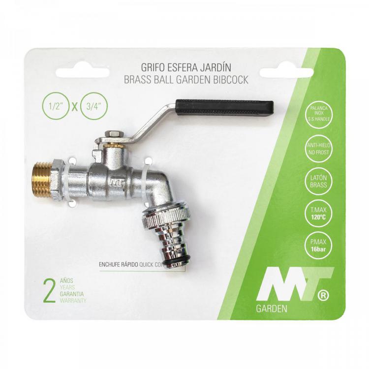 4123G Grifo Esfera Jardín PN-16 Con Palanca Acero Inoxidable Color Negro Y Enchufe Rápido