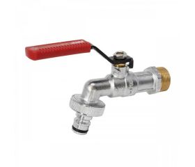 4142 Grifo Esfera Jardín PN-16 Enchufe Rápido Palanca De Acero Al Carbono Con Tratamiento Anticorrosión Maneta Ergonómica Color Rojo