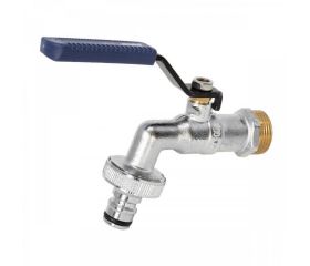 4143 Grifo Esfera Jardín PN16 Enchufe Rápido Palanca de Acero Con Tratamiento Anticorrosión Maneta Ergonómica Color Azul