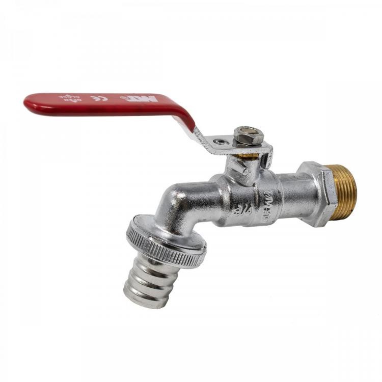 4147 Grifo Esfera Jardín PN-16 Enchufe Manguera Palanca Cromada Con Cierre De Seguridad