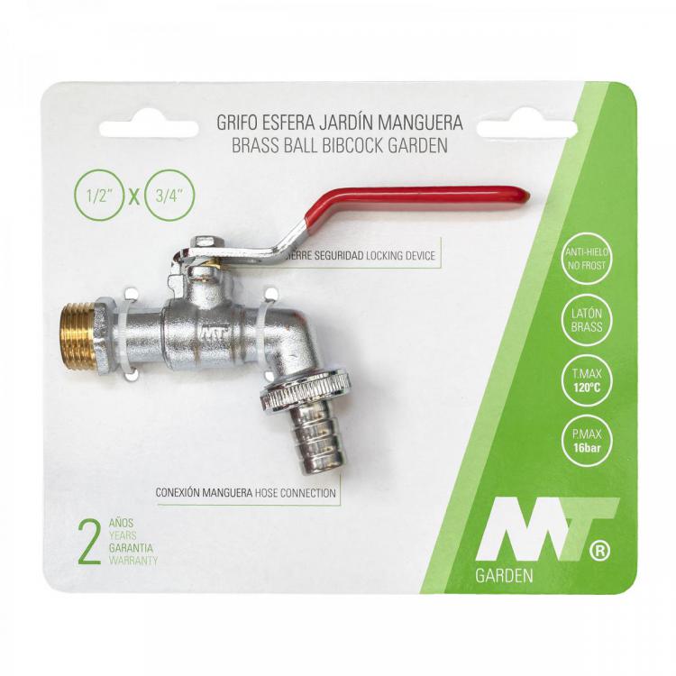 4147G Grifo Esfera Jardín PN-16 Enchufe Manguera Palanca Cromada Con Cierre De Seguridad Garden