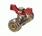 416412 Válvula Esfera Conexión Multicapa Compresión Con Mando Palomilla Color Rojo