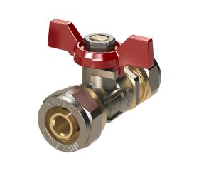 416412 Válvula Esfera Conexión Multicapa Compresión Con Mando Palomilla Color Rojo