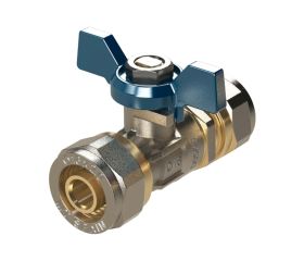 41641 Válvula Esfera Conexión Multicapa Compresión Con Mando Palomilla Color Azul