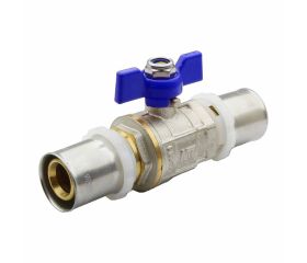 416422 Válvula Esfera Conexión Multicapa Prensar PN30 Mando Palomilla Color Azul